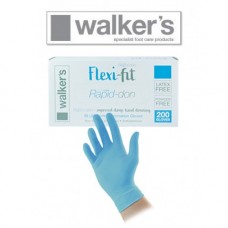 Walkers FLEXI FIT NITRILE Rapid-Don Gloves - Light Blue - 1 CARTON (10x BOX 200pc)